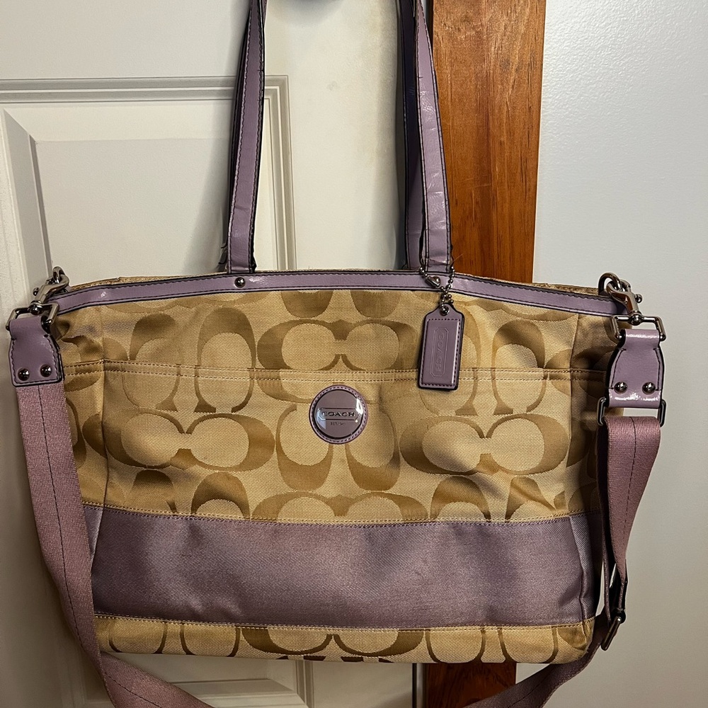 Coach Tan and Purple Women's Bag